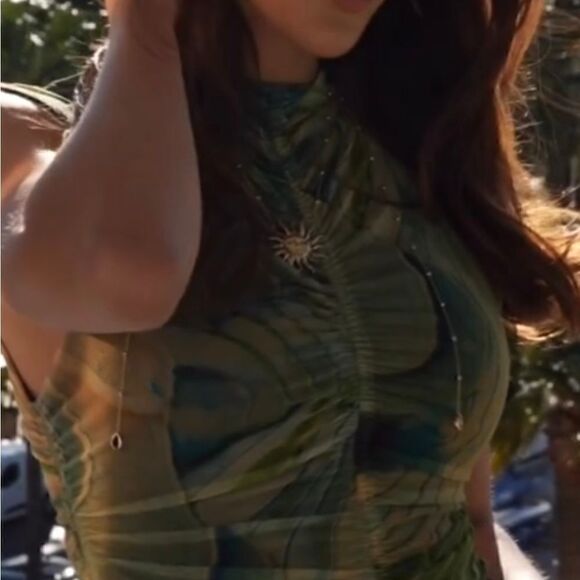 Nwt ZARA PRINTED TULLE DRESS GREEN - Picture 14 of 16